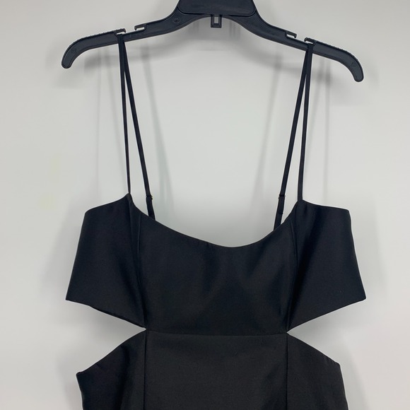 Alfred Sung Gown Dress Black Satin Maxi Cut Out Sleeveless Slit D840 - Picture 8 of 15